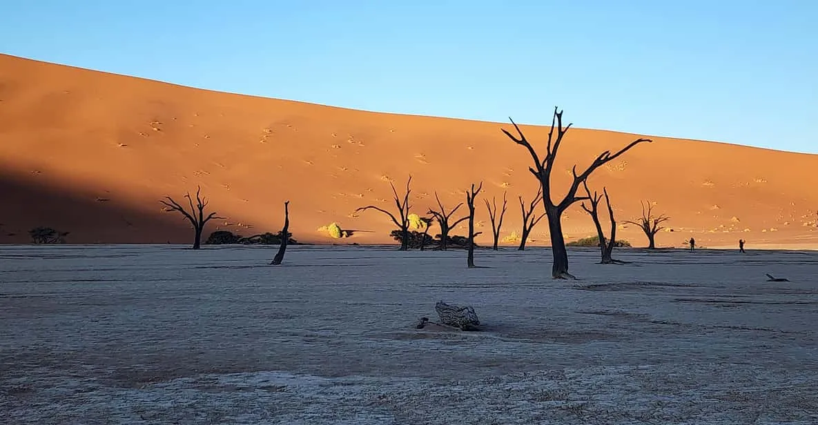 A 4x4 camp on the gravel plain below the dunes on a 3-day Sossusvlei Namib Desert tour, Namibia
